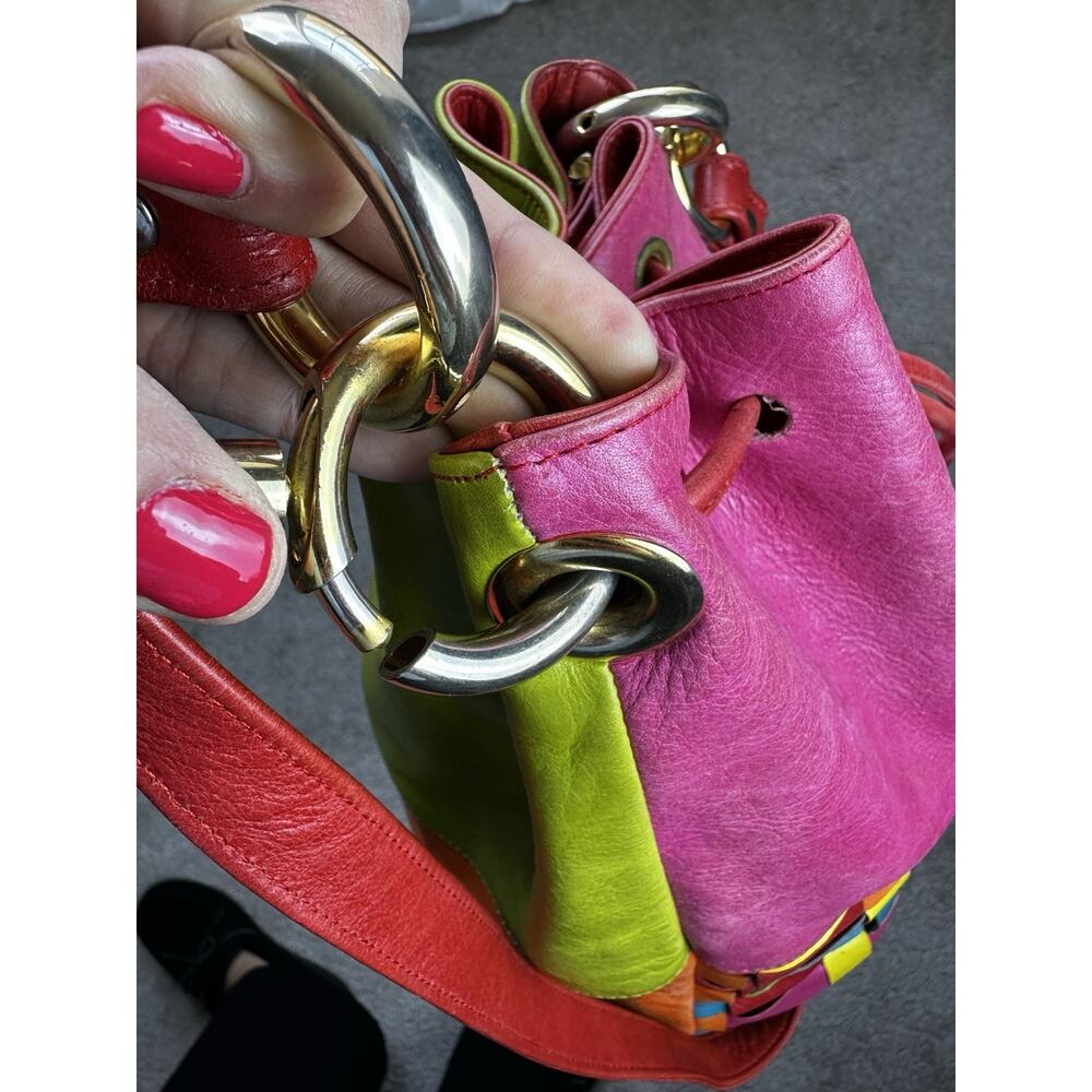 Joseph B Exclusive New York Colorful Woven Bucket Bag Boho Drawstring Crossbody - Picture 10 of 13